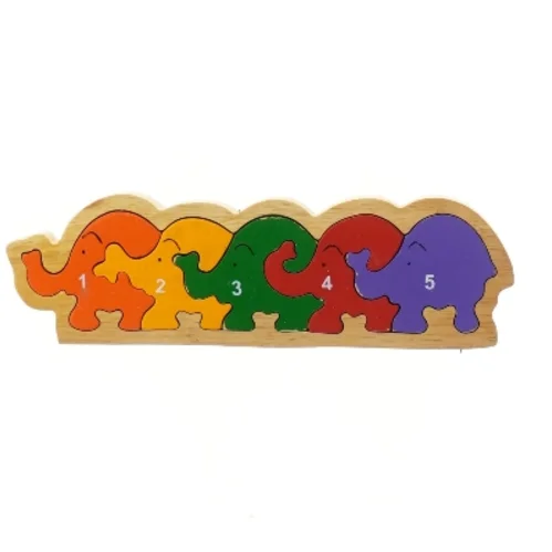 Træpuslespil med elefanter (str. 7,5x24 cm)