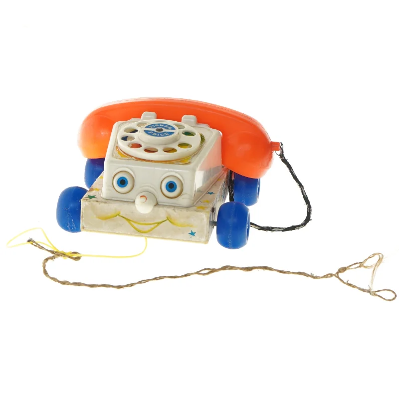 Vintage legetøjstelefon med snor fra Fisher-Price (str. 10x19x17 cm)