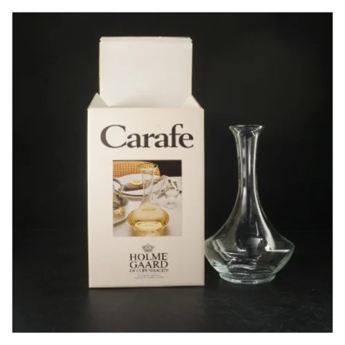 Glasvase, karaffel fra Holmegaard (str. Ø 6 cm. længde, 27 cm)
