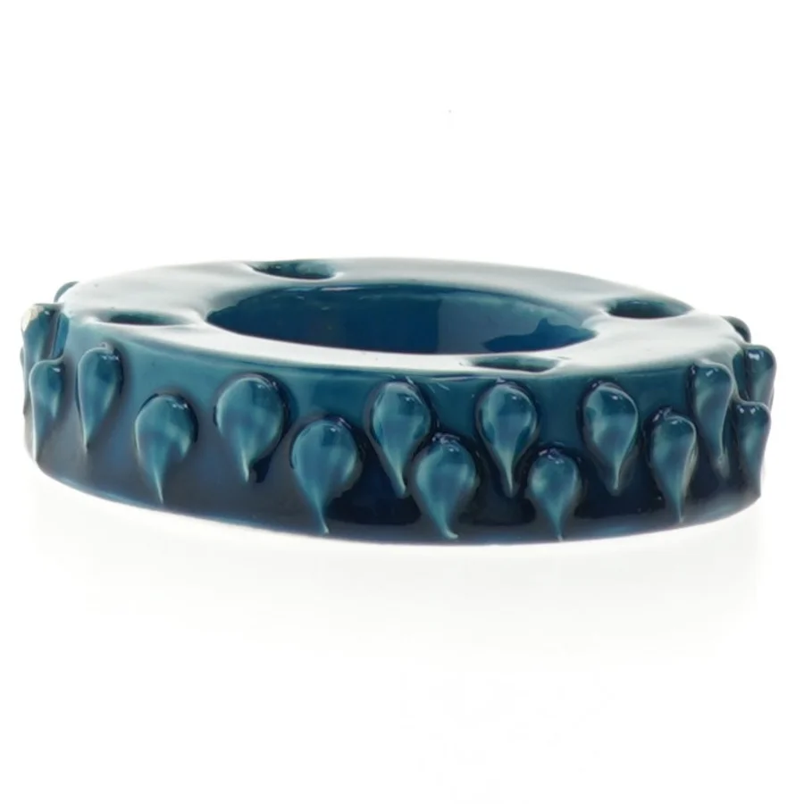 Blå keramik lysestage (str. Ø 11 cm)