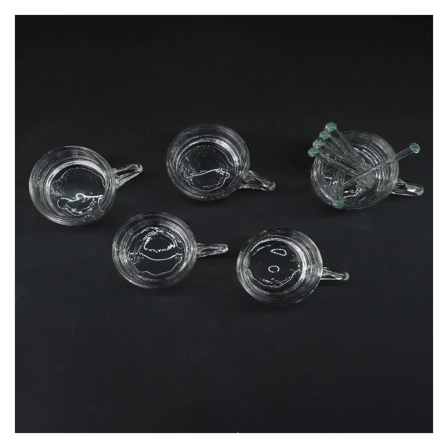 Sæt af 5 små glaskrus (str. 5 styk. ø. 6 cm. længde. 7,5 cm)