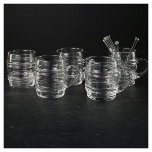 Sæt af 5 små glaskrus (str. 5 styk. ø. 6 cm. længde. 7,5 cm)