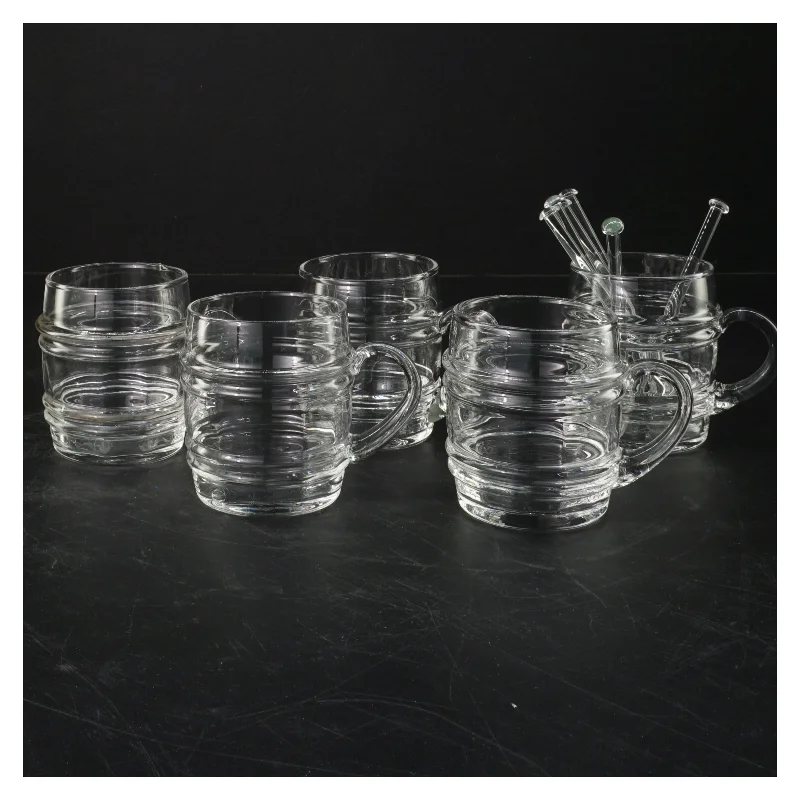 Sæt af 5 små glaskrus (str. 5 styk. ø. 6 cm. længde. 7,5 cm)