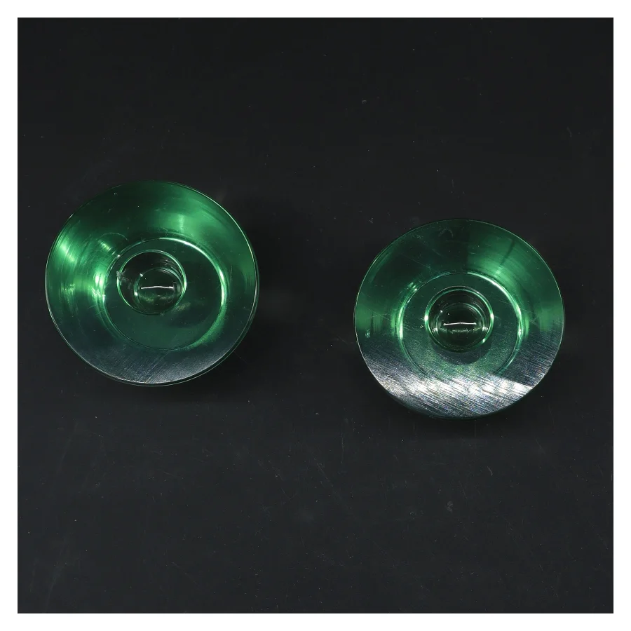 Grønne glaslysestager (str. 2 styk. ø. 7 cm. længde. 5,5 cm)