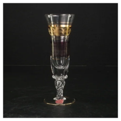 Dekorativt vinglas med gulddetaljer fra Muligvis Murano (str. Ø. 6 cm. længde. 17 cm)