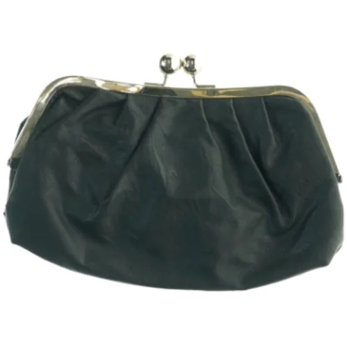 Sort læderpung (str. 26 x 18 cm)