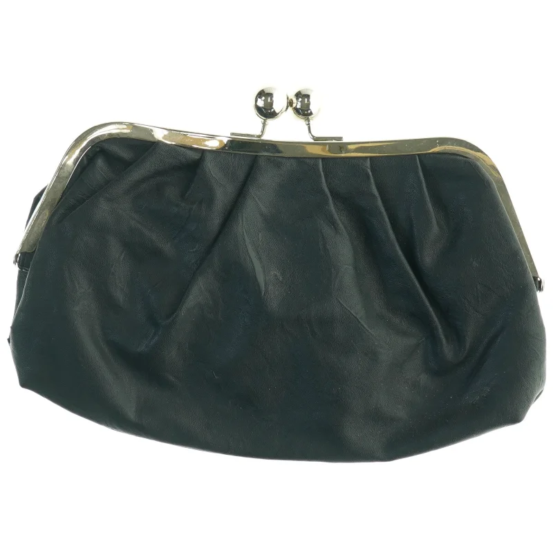 Sort læderpung (str. 26 x 18 cm)