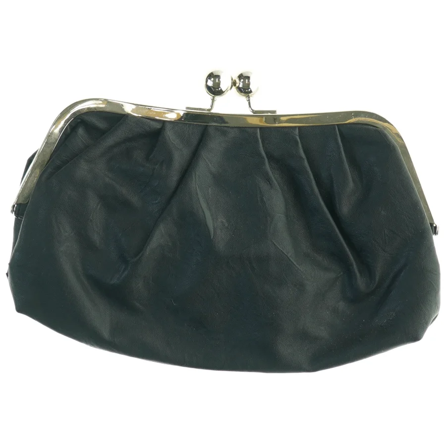 Sort læderpung (str. 26 x 18 cm)