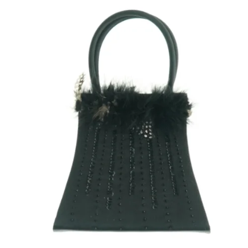 Håndtaske med fjer (str. 28 x 19 cm)