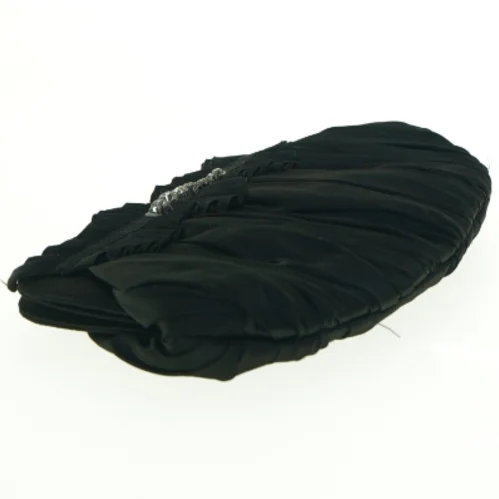 Sort satin clutch med pynt (str. 26 x 13 cm)