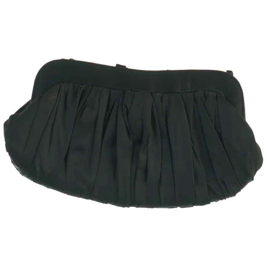 Sort satin clutch med pynt (str. 26 x 13 cm)