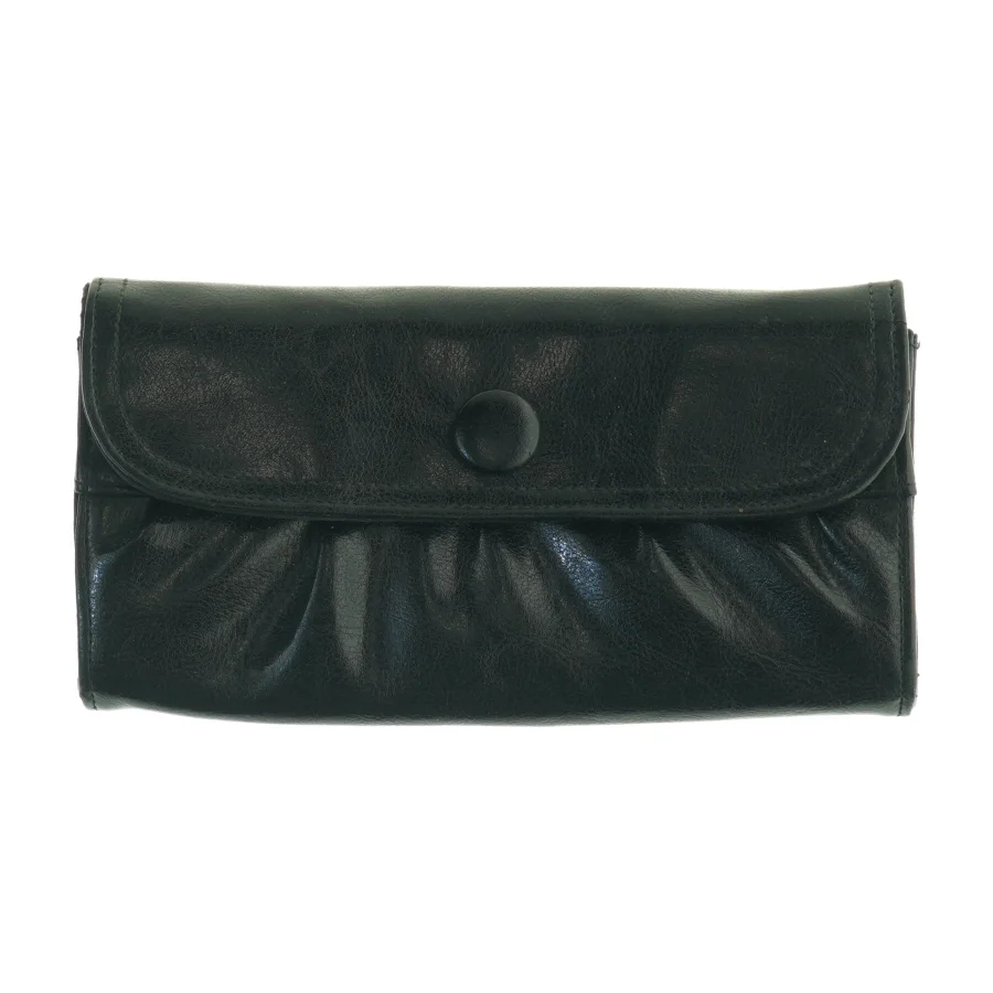 Sort læderpung (str. 21 x 8 cm)