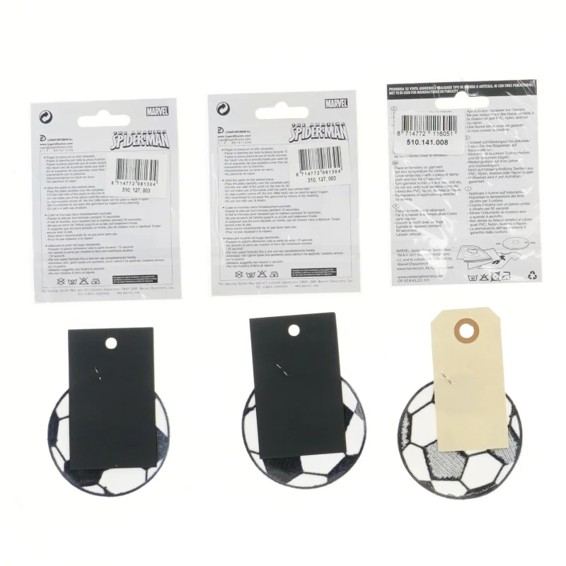 Strygemærker, Spiderman og fodbold fra Spiderman (str. ca. 7 cm)