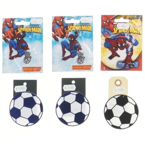 Strygemærker, Spiderman og fodbold fra Spiderman (str. ca. 7 cm)