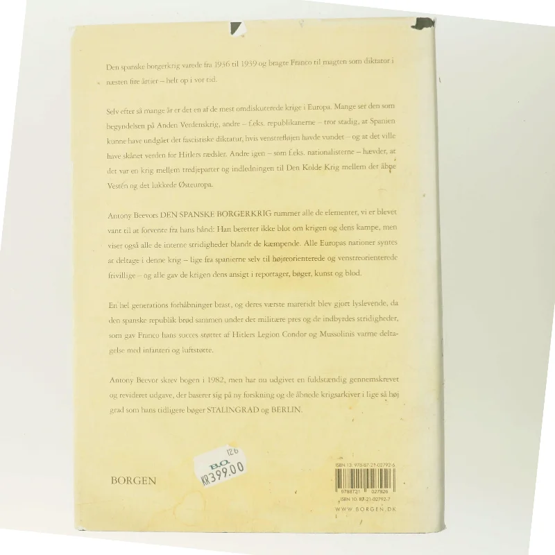 Den spanske borgerkrig 1936-1939 af Antony Beevor (Bog)