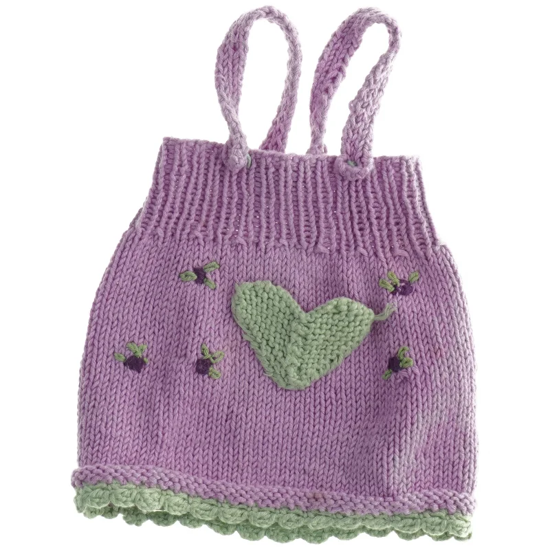 Strikket dukkekjole (str. Længde, 20 cm. b. 18 cm)