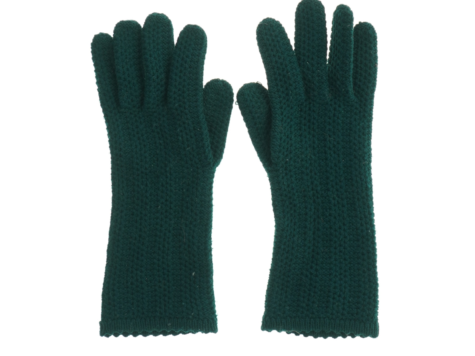 Grønne strikkede handsker (str. Totallængde. 27 cm)