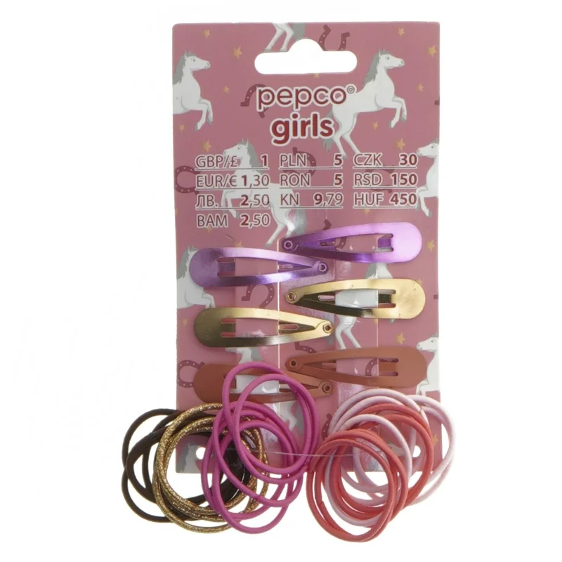 Hårtilbehør sæt med pung fra Pepco (str. 15x11 cm)