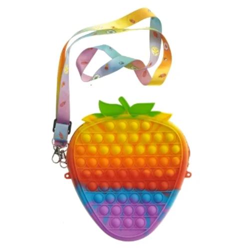 Regnbue taske med pop-it design (str. 20x18 cm)