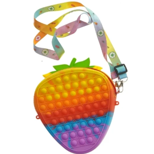 Regnbue taske med pop-it design (str. 20x18 cm)