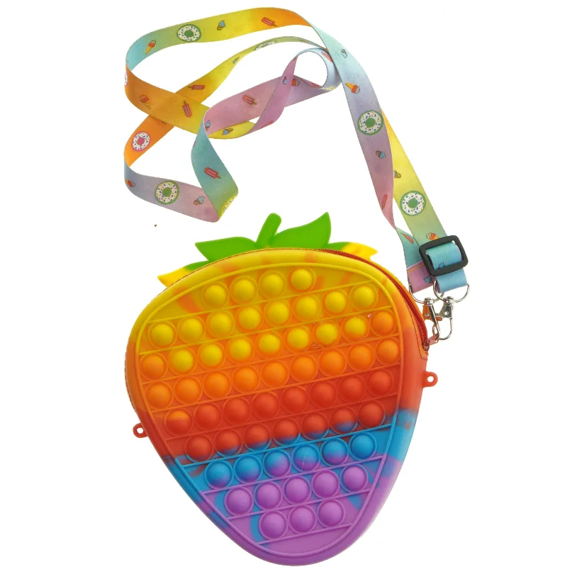 Regnbue taske med pop-it design (str. 20x18 cm)