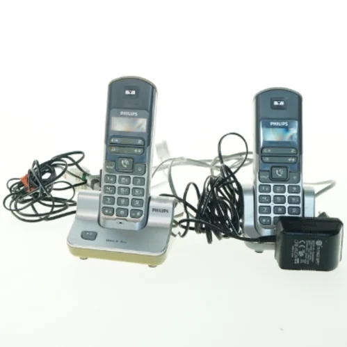 Philips trådløse telefoner med ladestation og kurv fra Philips (str. 15x5 cm)