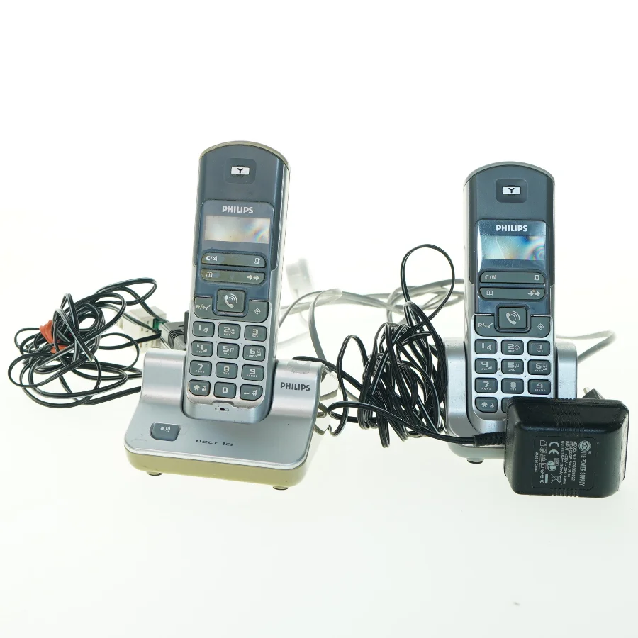 Philips trådløse telefoner med ladestation og kurv fra Philips (str. 15x5 cm)