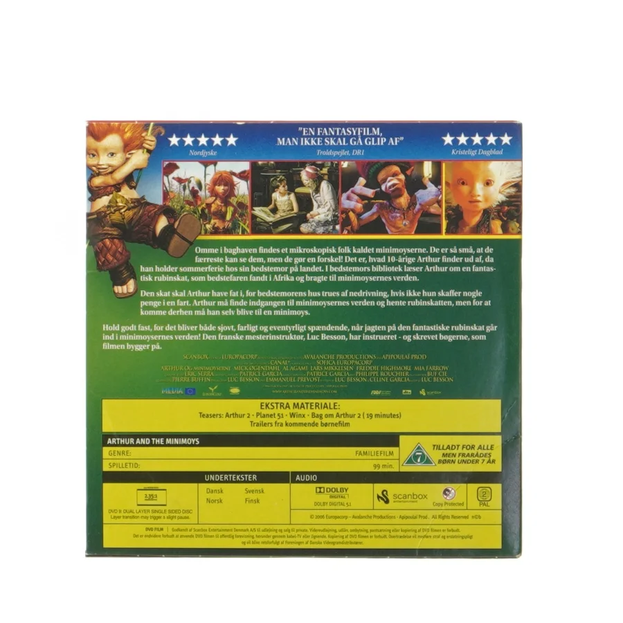Arthur og Minimoyserne DVD fra Scanbox (str. 12,5x12,5 cm)