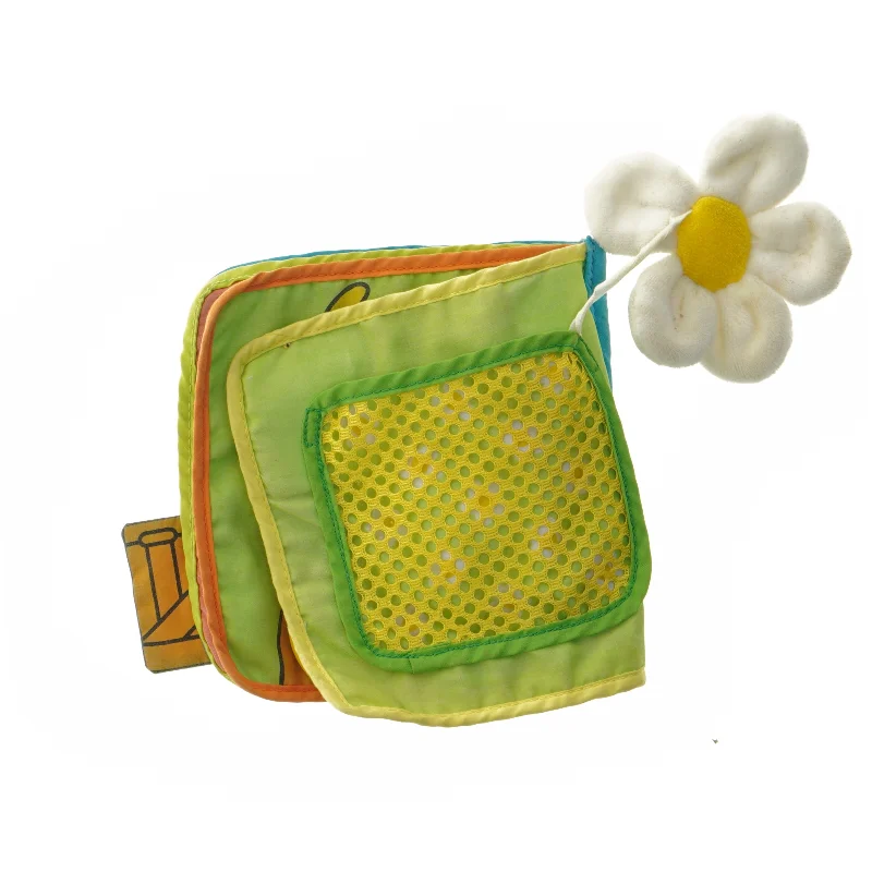 Stofbabybog med blomst (str. 13x13 cm)