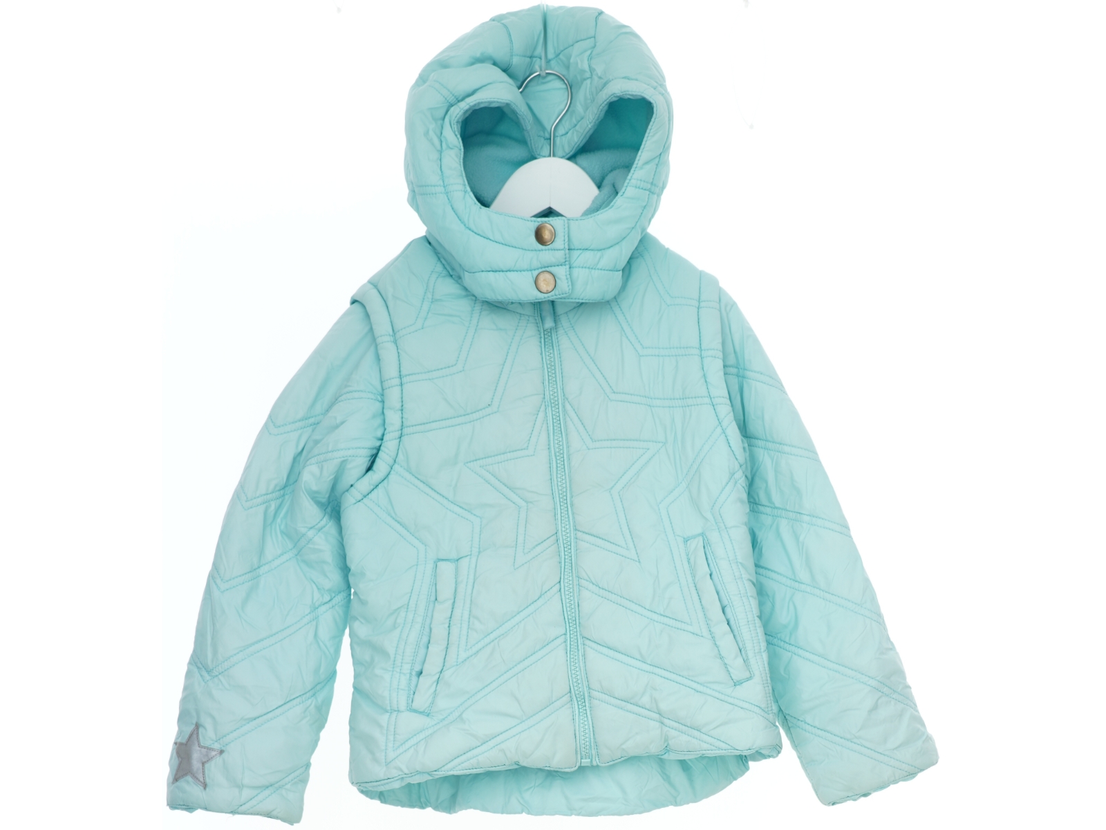Lyseblå termojakke med hætte fra H&M (str. 128)