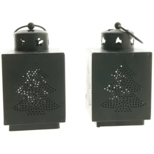 Sort julelanterne sæt (str. 16x9x9 cm)