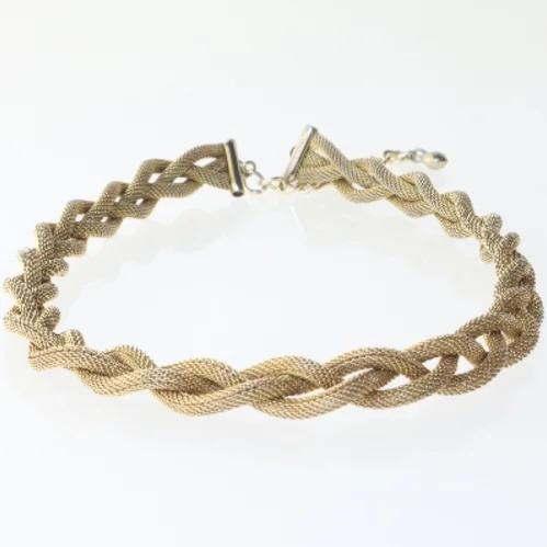 Gylden flettet halskæde (str. 38 cm)