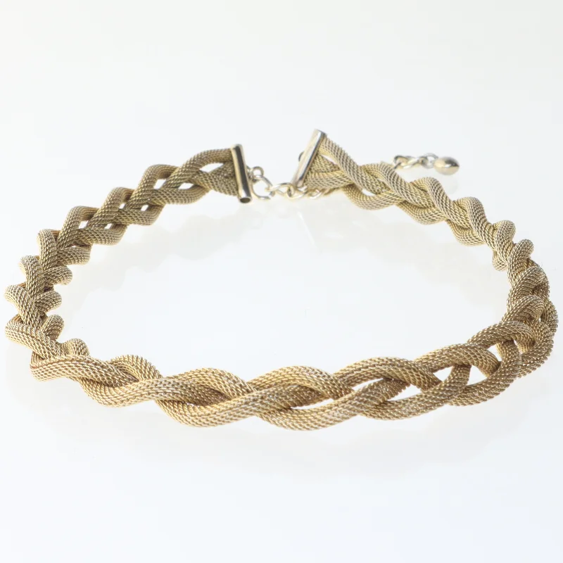 Gylden flettet halskæde (str. 38 cm)