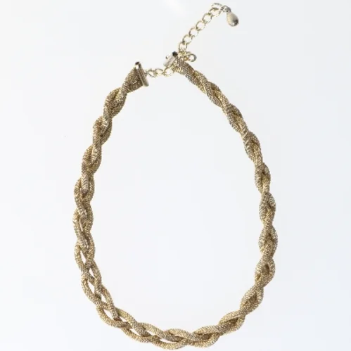 Gylden flettet halskæde (str. 38 cm)