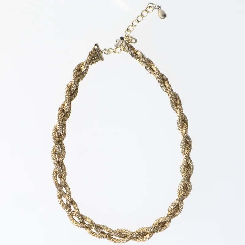 Gylden flettet halskæde (str. 38 cm)