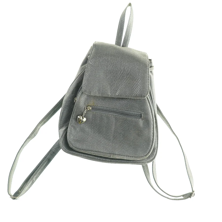 Grå rygsæk i læderlook (str. 29 x. 24 cm)