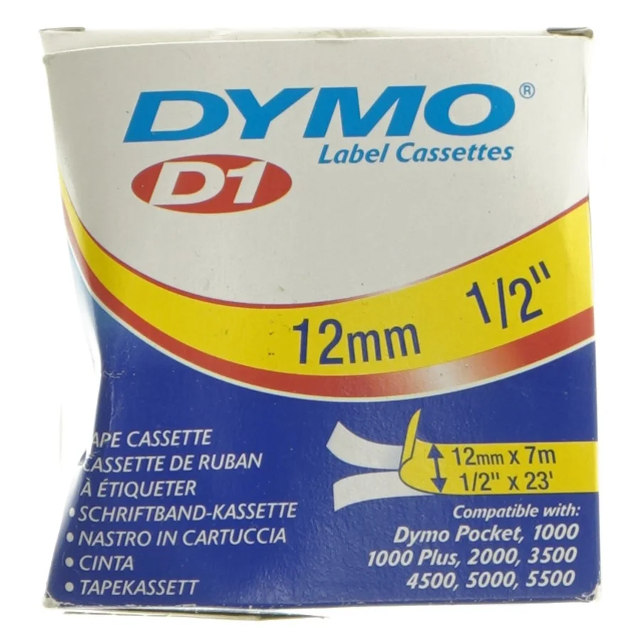 Dymo Label Kassette D1 12mm fra Dymo (str. 9x9x7 cm)