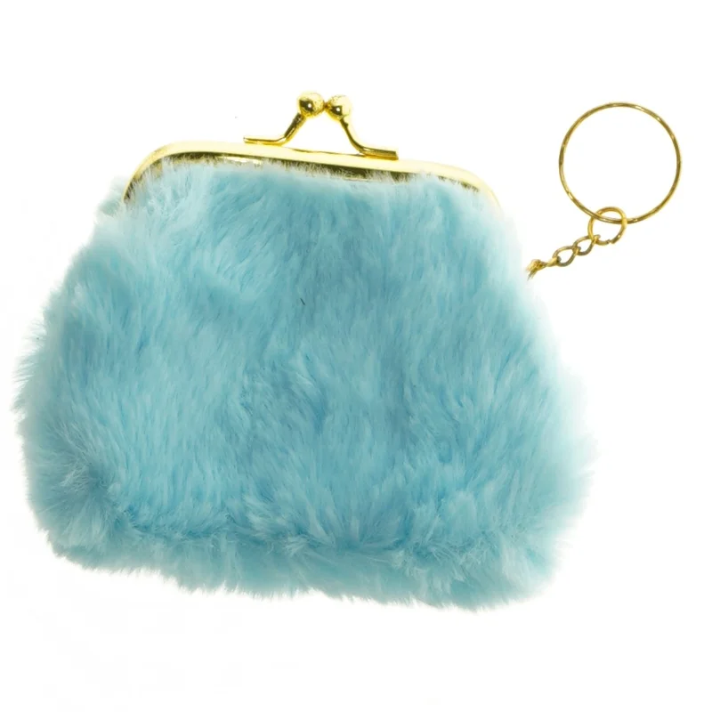 Blå pels pung (str. 11x9 cm)