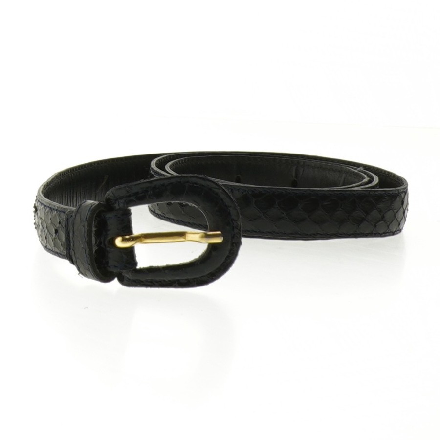 Sort bælte med slangeskindspræg fra Vero Rettile (str. 83 cm - første hul)