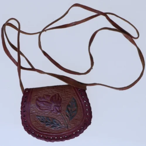 Lille lædertaske med snøre (str. 7x6 cm)