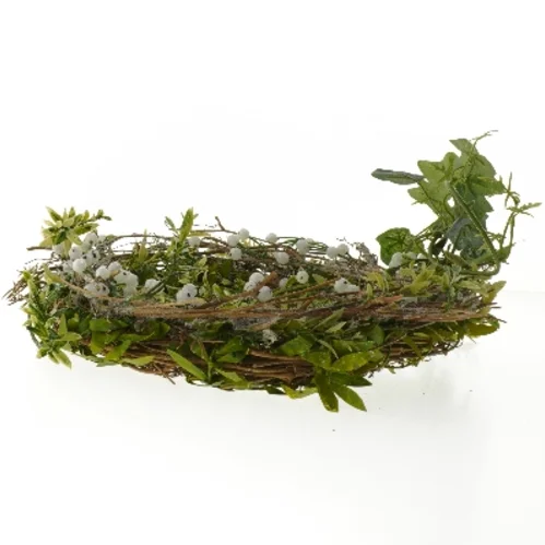 Dekorativ krans med hvide bær (str. Ø 23 cm)