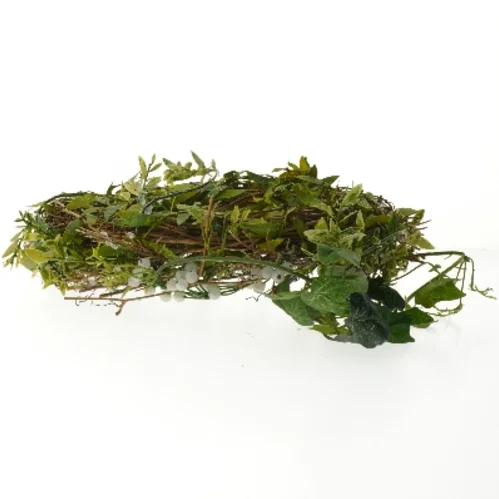 Dekorativ krans med hvide bær (str. Ø 23 cm)