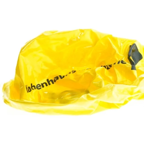Gul oppustelig badebold fra Københavns Lufthavn (str. Ø 27 cm)