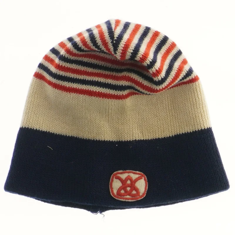 Strikket hue med striber (str. 23x22 cm)