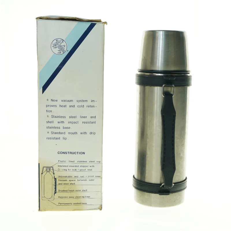 Termoflaske i rustfrit stål med original kasse (str. 1 liter)