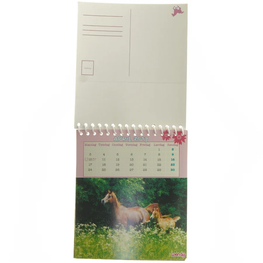 Postkortkalender 2017 med heste (str. 16x14 cm)