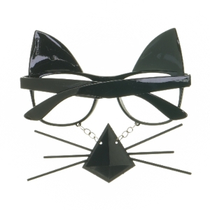 Sjove kattebriller med ører og knurhår (str. 14 cm)