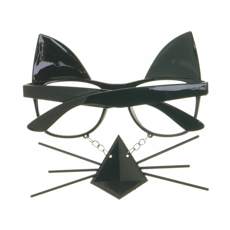 Sjove kattebriller med ører og knurhår (str. 14 cm)