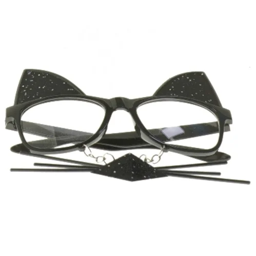 Sjove kattebriller med ører og knurhår (str. 14 cm)