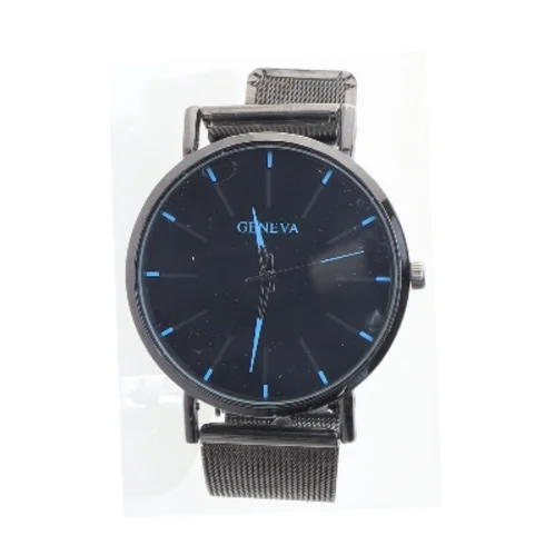 Herreur med sort rem fra Geneva (str. Ø 4 cm)